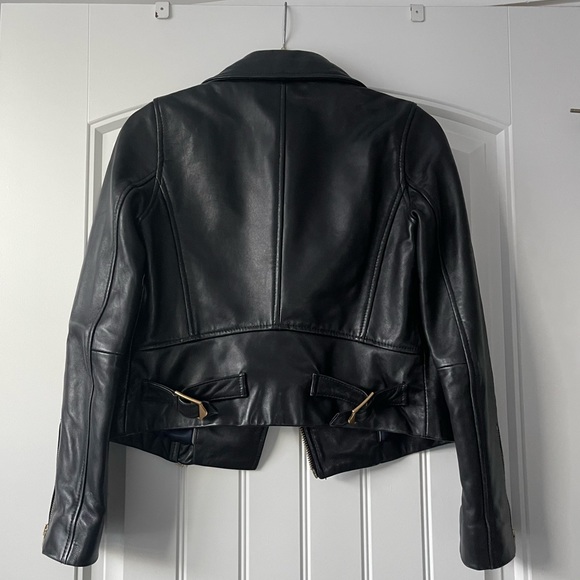 J.Crew Collection Black Leather Moto Jacket - Picture 2 of 5